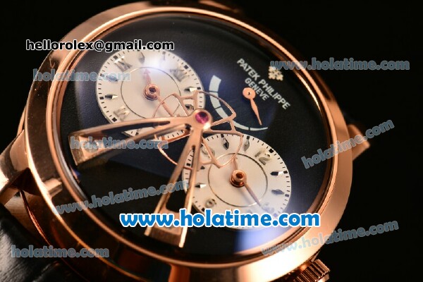 Patek Philippe Grand Complication ST25 Automatic Rose Gold Case with Black Dial and Silver Markers -ETA Coating - Click Image to Close